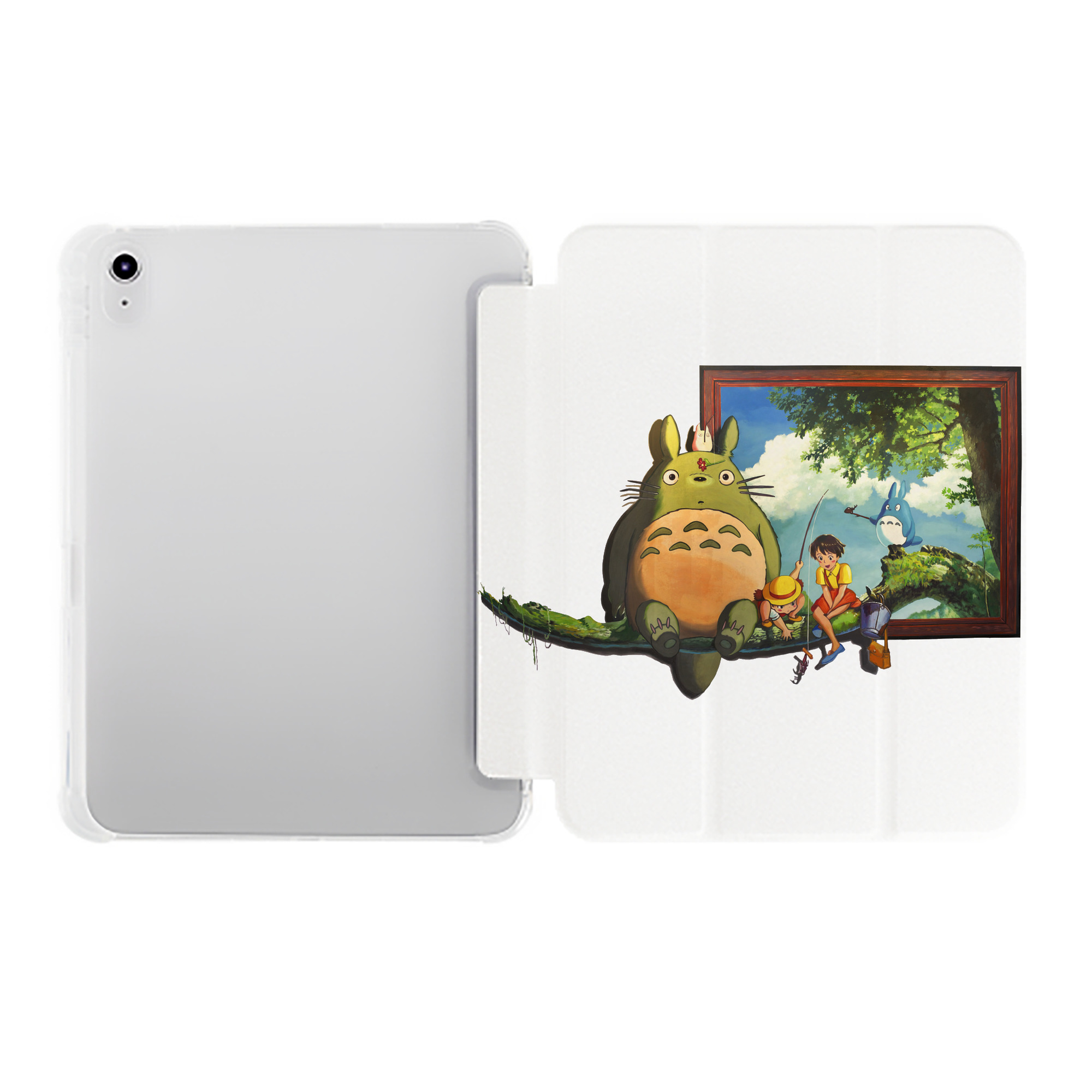 （画像用） となりのトトロ 草壁メイ 草壁サツキ My Neighbor Totoro Satsuki Kusakabe Mei Kusakabe IPad ケース ペン収納付き 三つ折りスタンド PUレザー×シリコン 対応機種9.5/10.5/10.9インチ